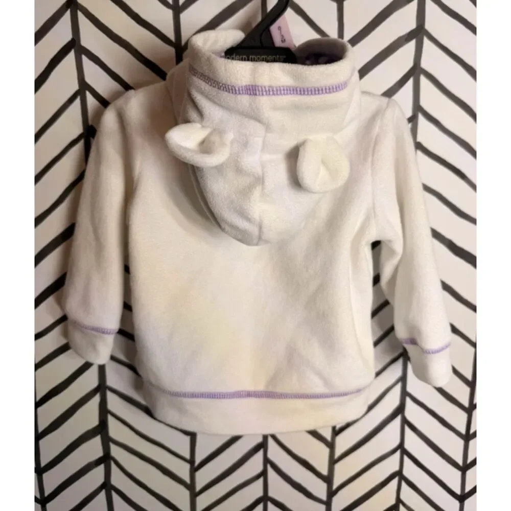 Carter’s White Purple Fleece Butterfly Hoodie Baby Girl’s 6M 5036